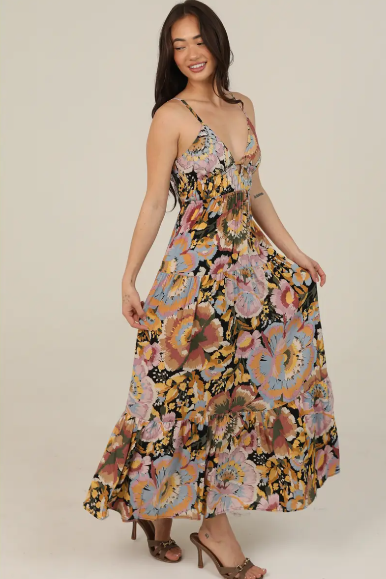 •COLADA• open tie back midaxi dress