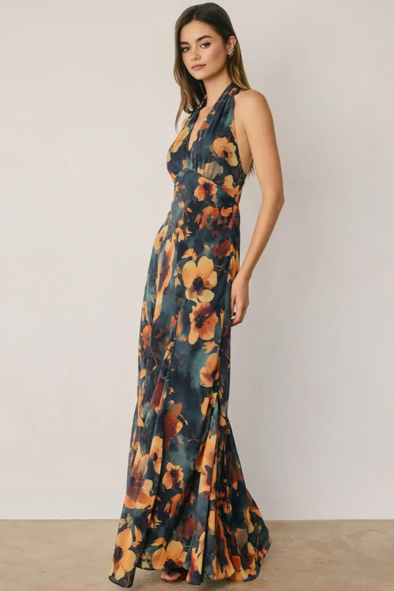 •INDELIAH• chiffon halter maxi dress