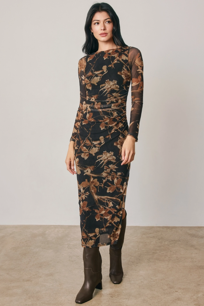 •ELOISE• semi-sheer mesh midaxi dress