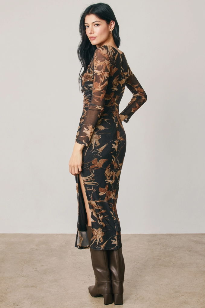 •ELOISE• semi-sheer mesh midaxi dress