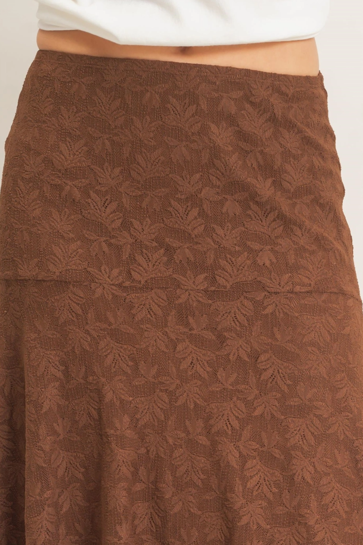 •ESMERALDA - CHOCOLATE• floral lace witchy hem skirt