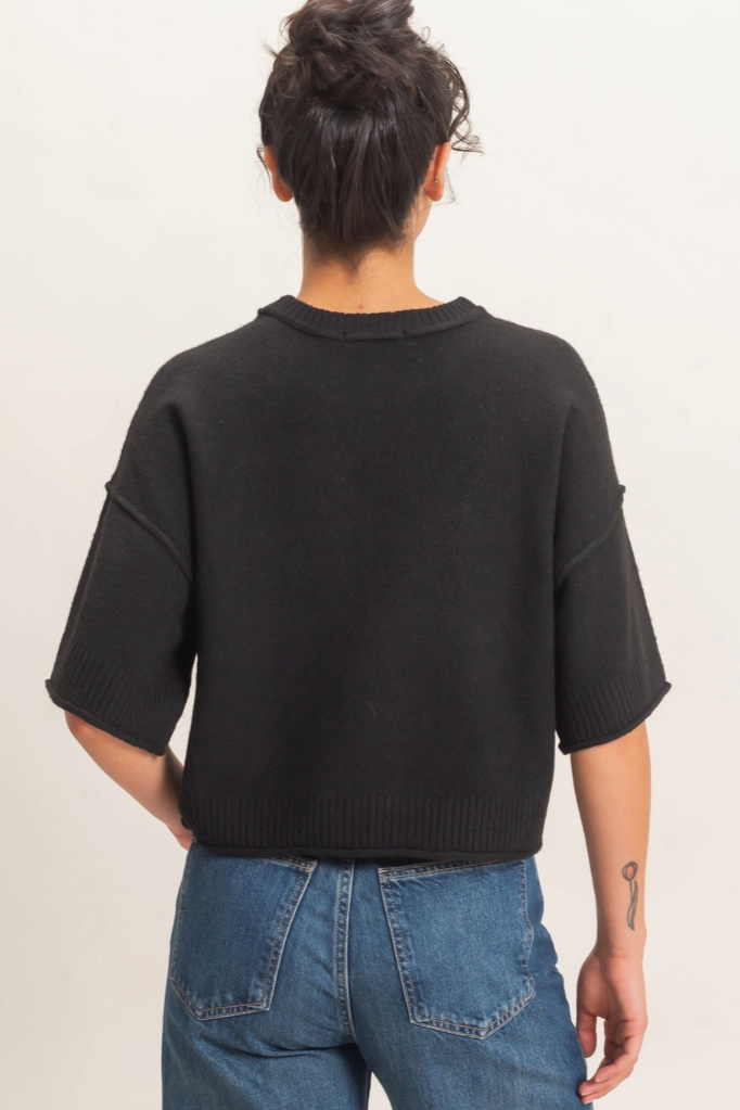 •COBY - BLACK• short sleeve knit top