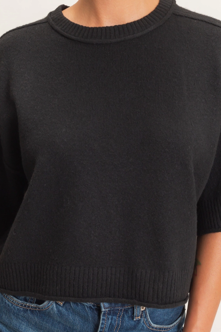 •COBY - BLACK• short sleeve knit top