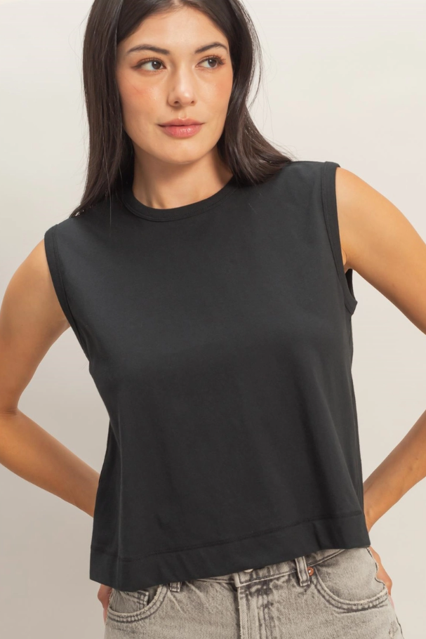•AVI• cotton jersey pleat back muscle tee