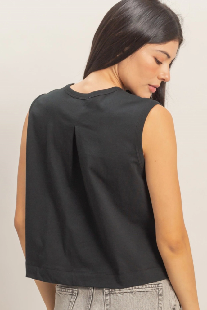 •AVI• cotton jersey pleat back muscle tee