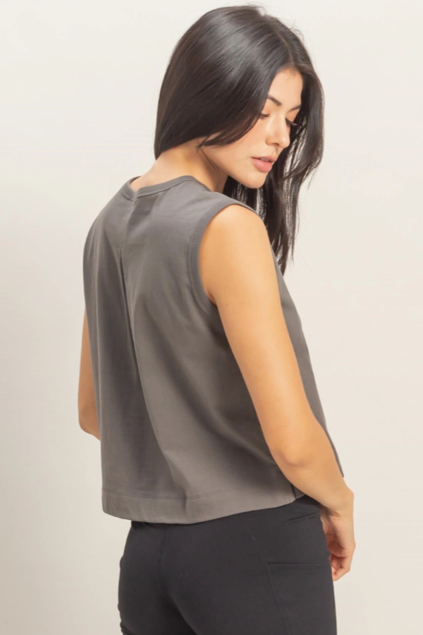 •AVI• cotton jersey pleat back muscle tee
