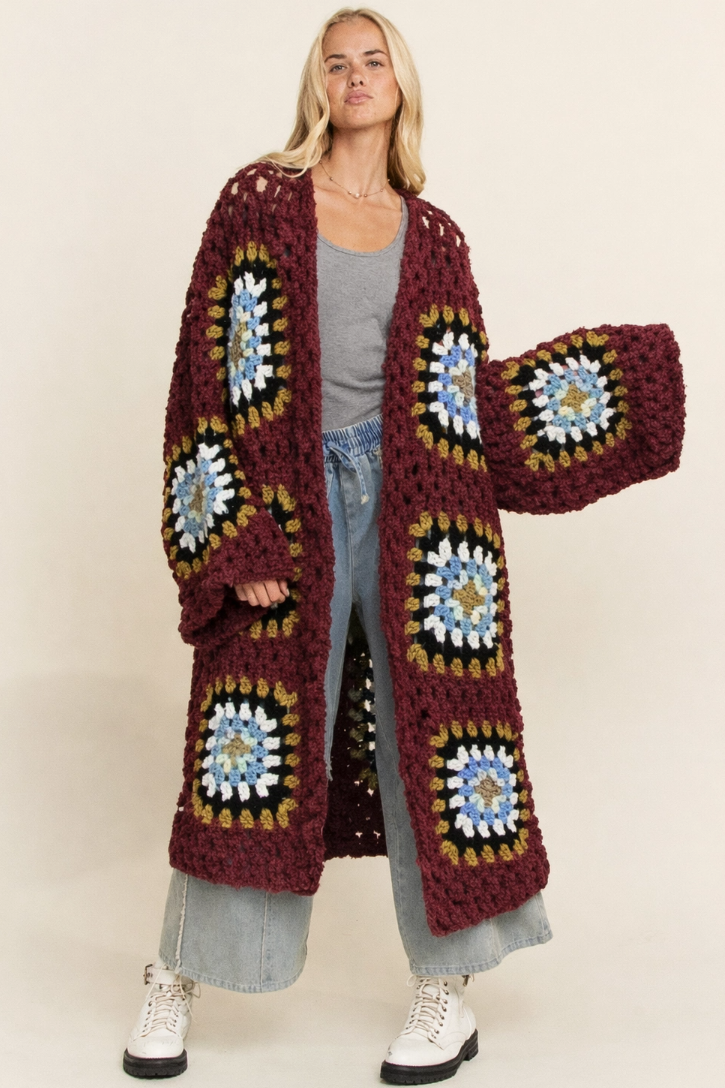•MARTHA - SANGRIA• plush granny square cardigan