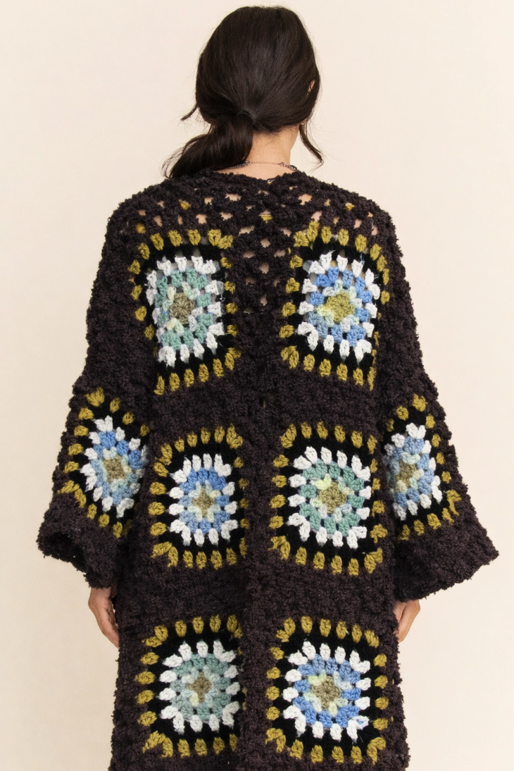 •MARTHA - BLACK• plush granny square cardigan
