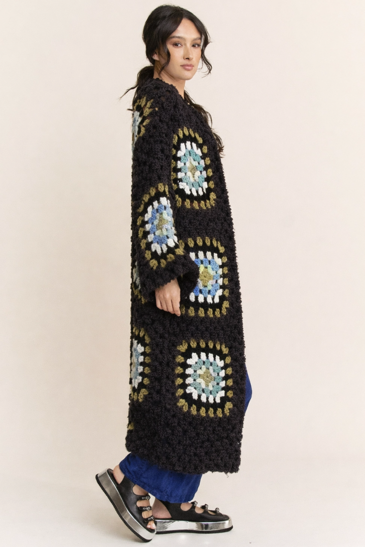 •MARTHA - BLACK• plush granny square cardigan