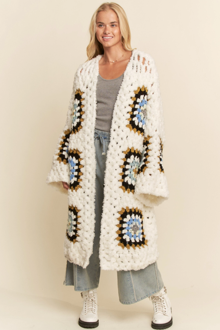 •MARTHA - IVORY• plush granny square cardigan