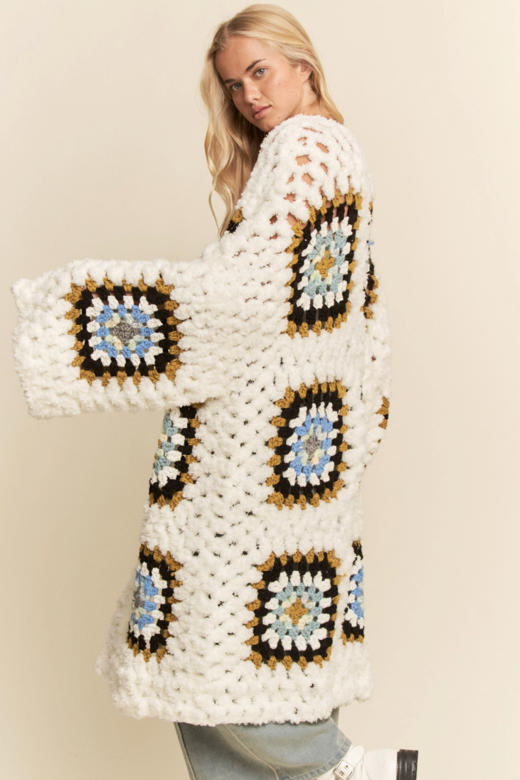 •MARTHA - IVORY• plush granny square cardigan