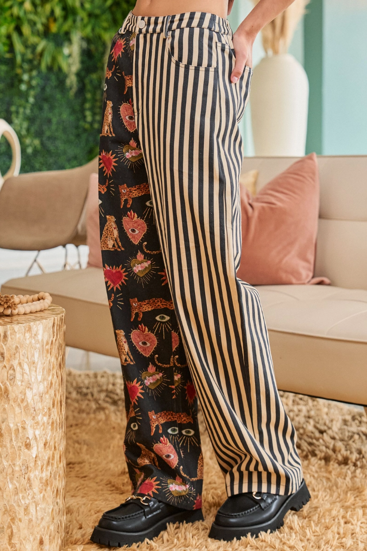 •DINAH• mixed print denim pants