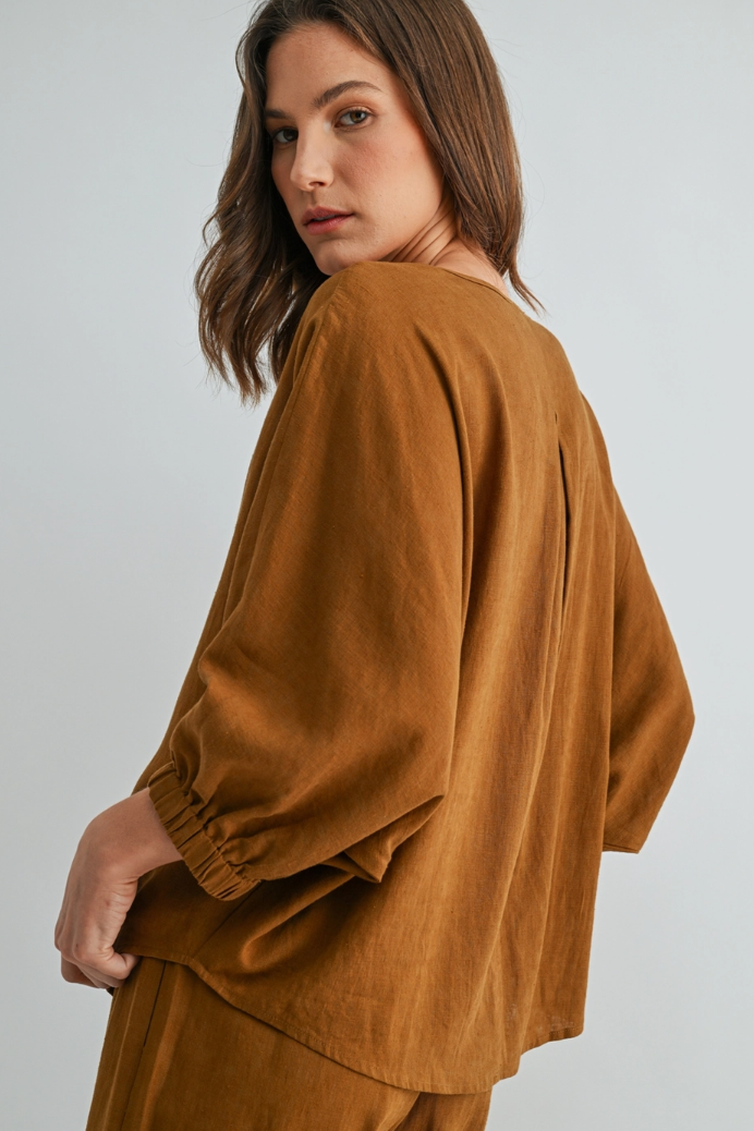 •GINGER• linen blend top & pants separates