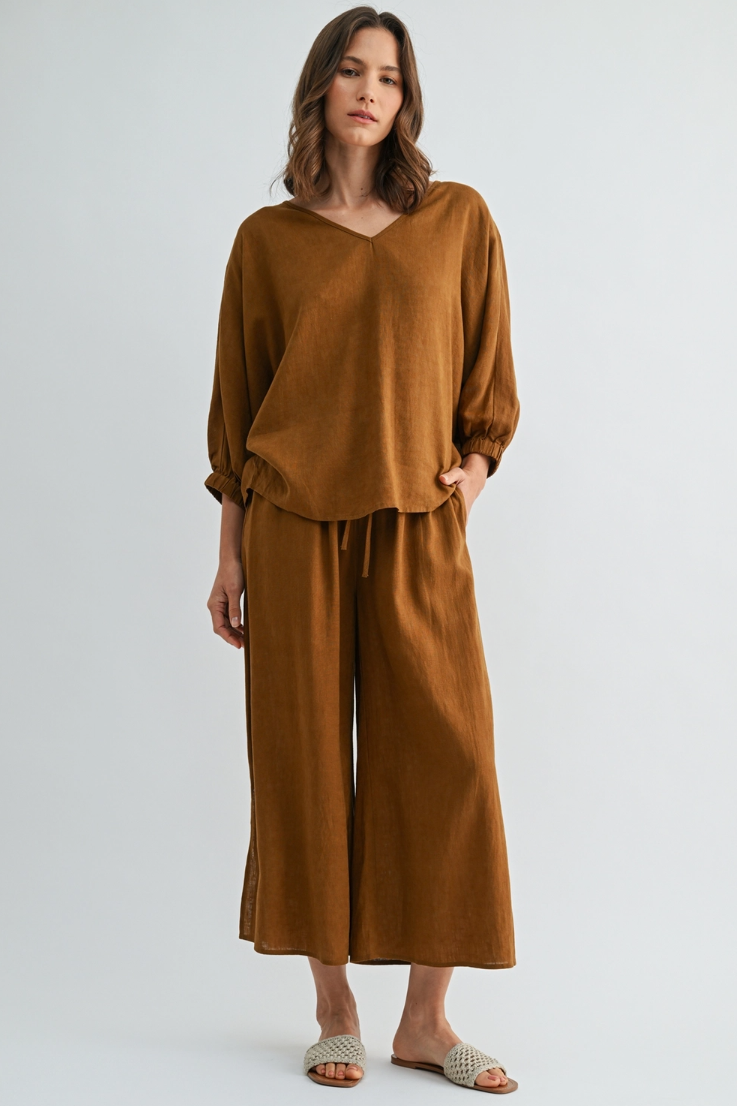 •GINGER• linen blend top & pants separates