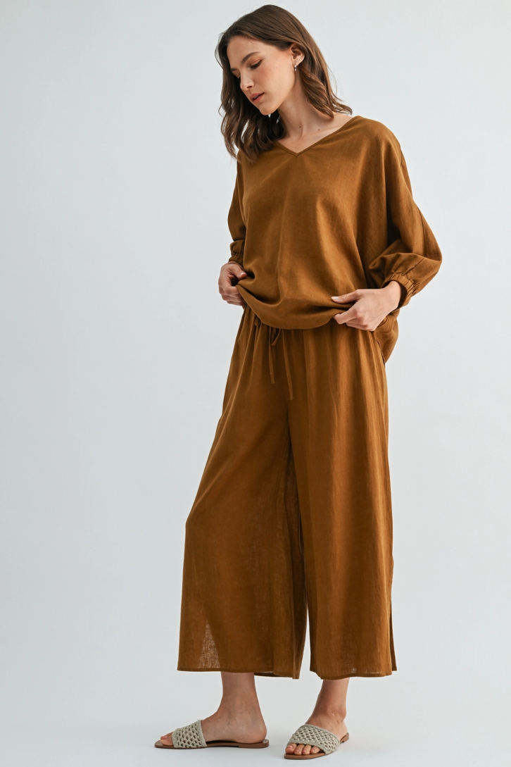 •GINGER• linen blend top & pants separates