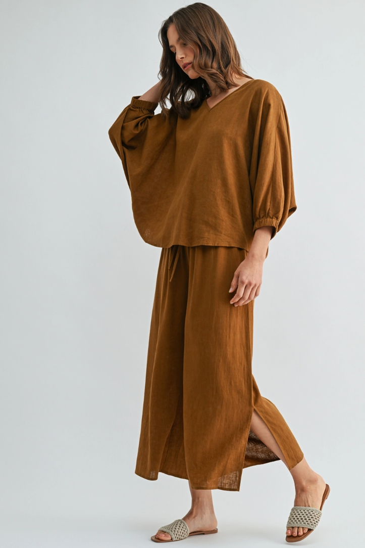 •GINGER• linen blend top & pants separates