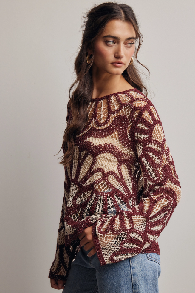 •HERMIONE• cotton crochet knit top