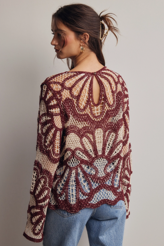 •HERMIONE• cotton crochet knit top