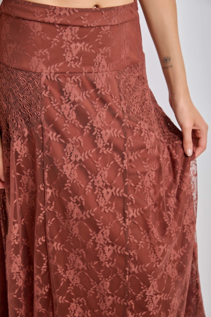 •ELAINE• high waisted lace midi skirt