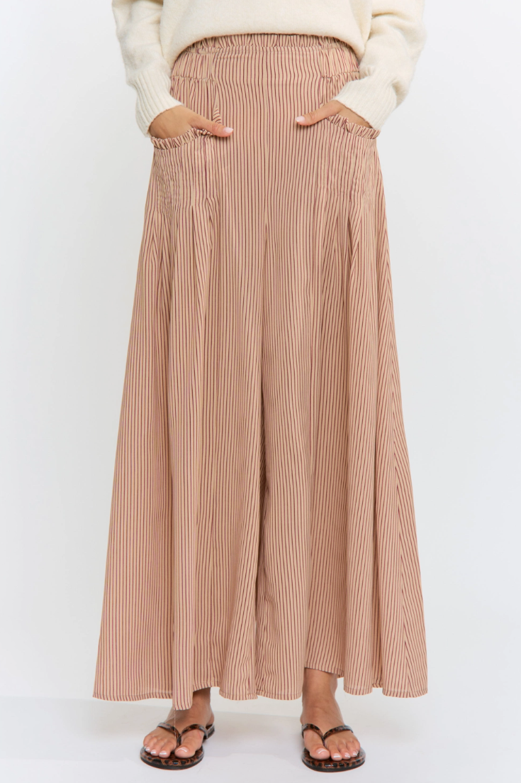 •HANNAH - PINSTRIPE• elastic waist wide leg pants