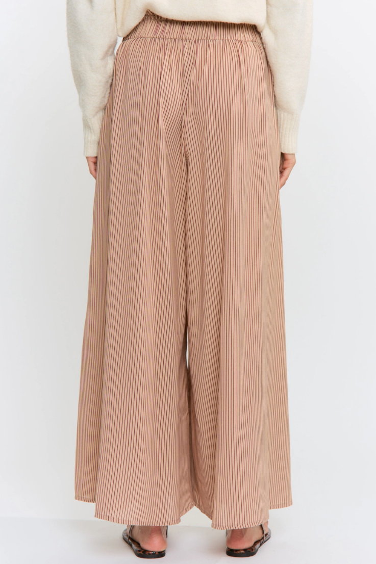 •HANNAH - PINSTRIPE• elastic waist wide leg pants
