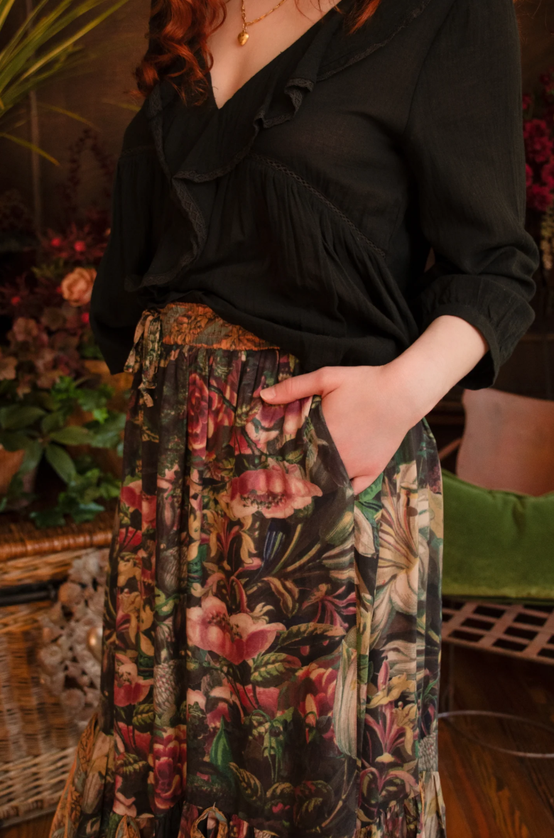 •COURAGE, DEAR HEART• elastic drawstring bamboo maxi skirt