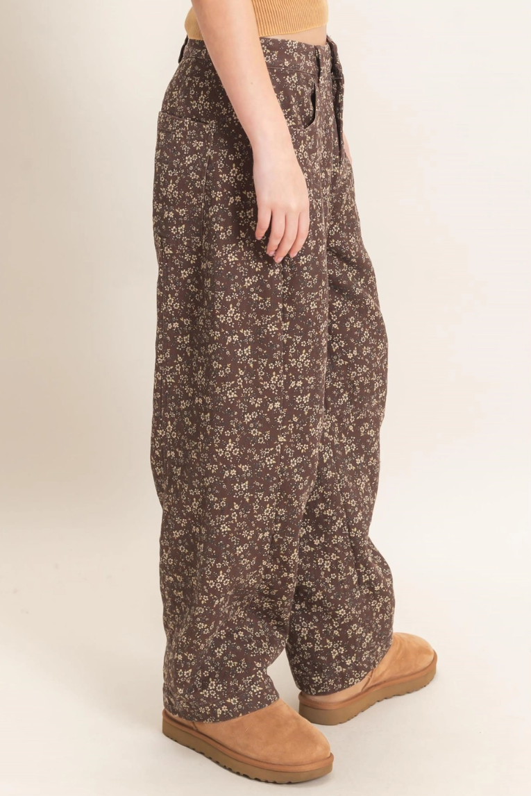 •GRETA• barrel leg ditsy floral denim pants