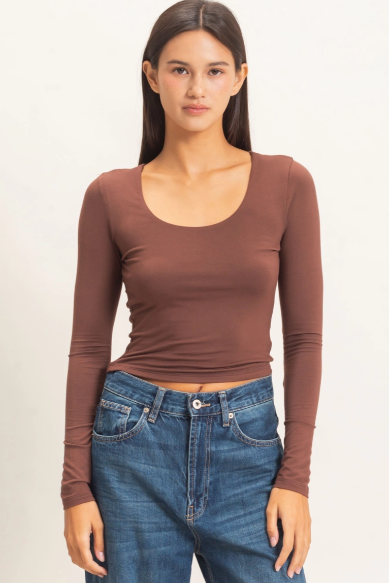 •JESSE• scoop neck long sleeve top
