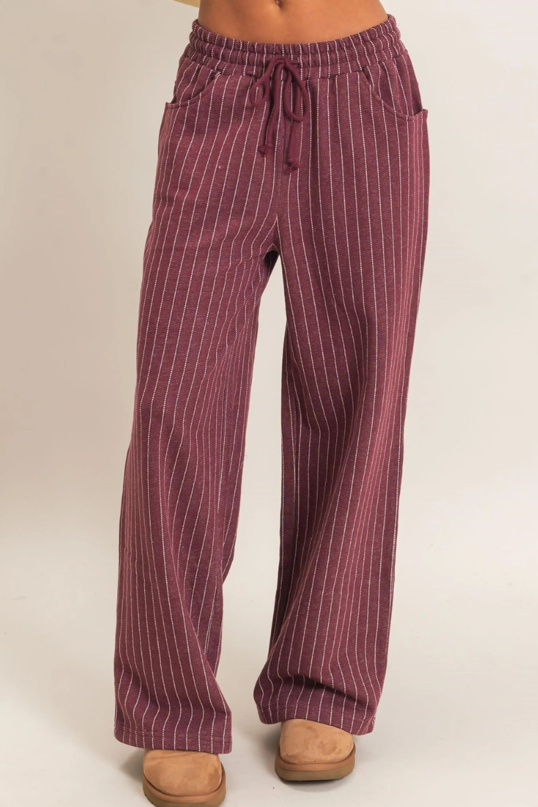 •OAKLEE - PLUM• cotton blend pinstripe pants