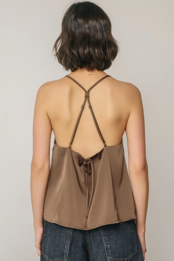•MIRIAM• satin deep-V cami top