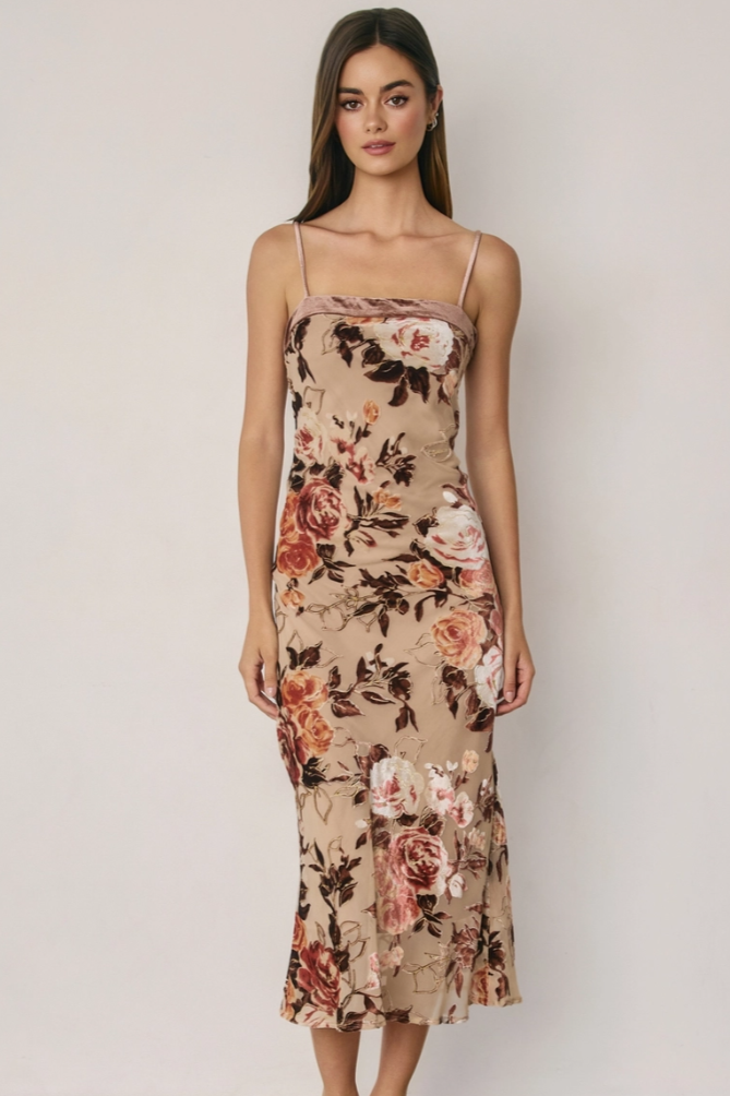 •AMELIA• velvet burnout midi dress