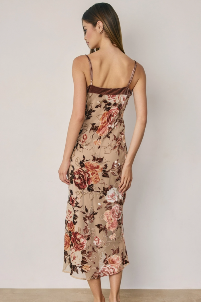 •AMELIA• velvet burnout midi dress