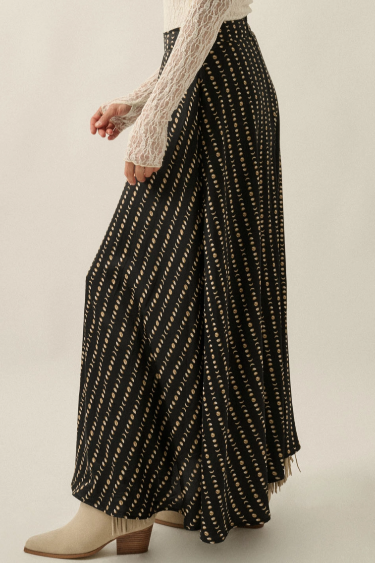 •LUNA - DARK• celestial satin maxi skirt