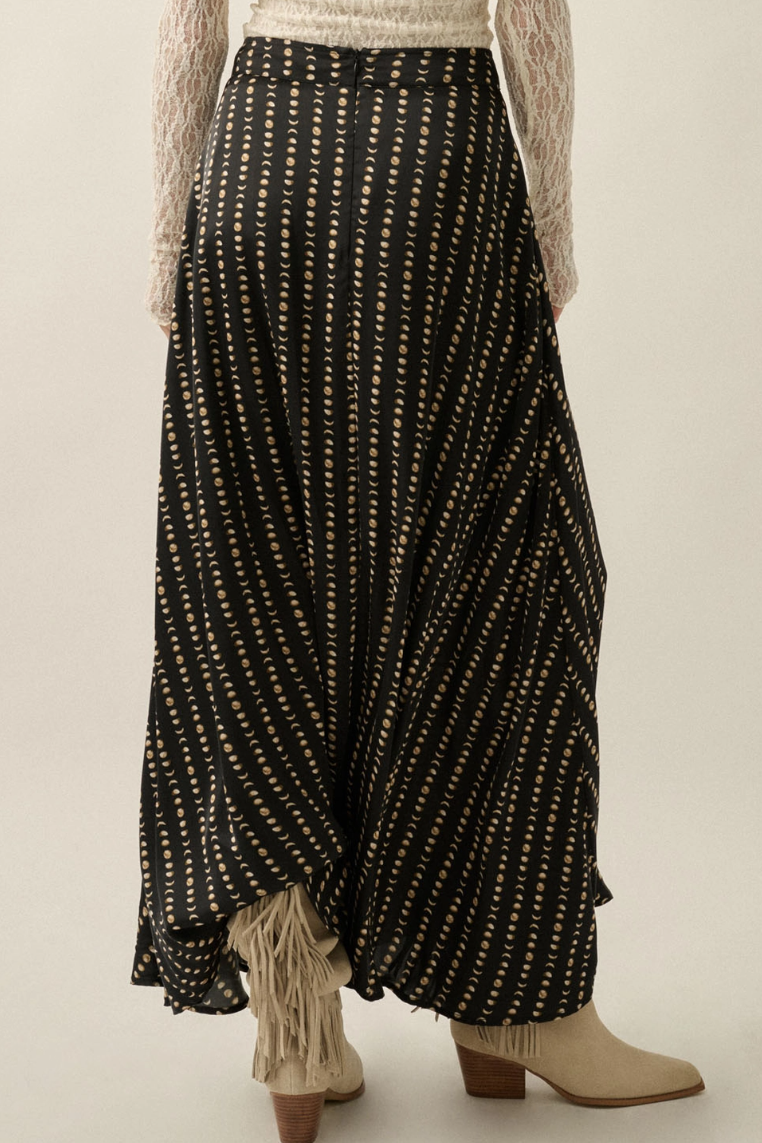 •LUNA - DARK• celestial satin maxi skirt