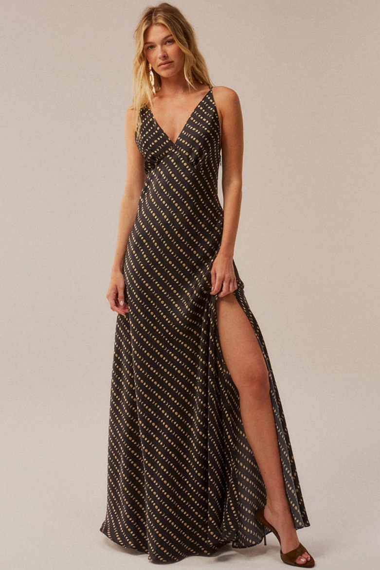 •LUNA - DARK• celestial satin maxi dress
