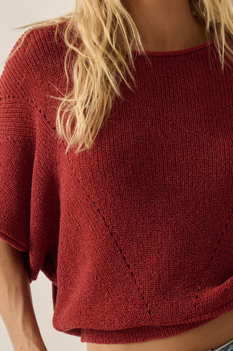 •SHANA• pointelle knit half sleeve sweater