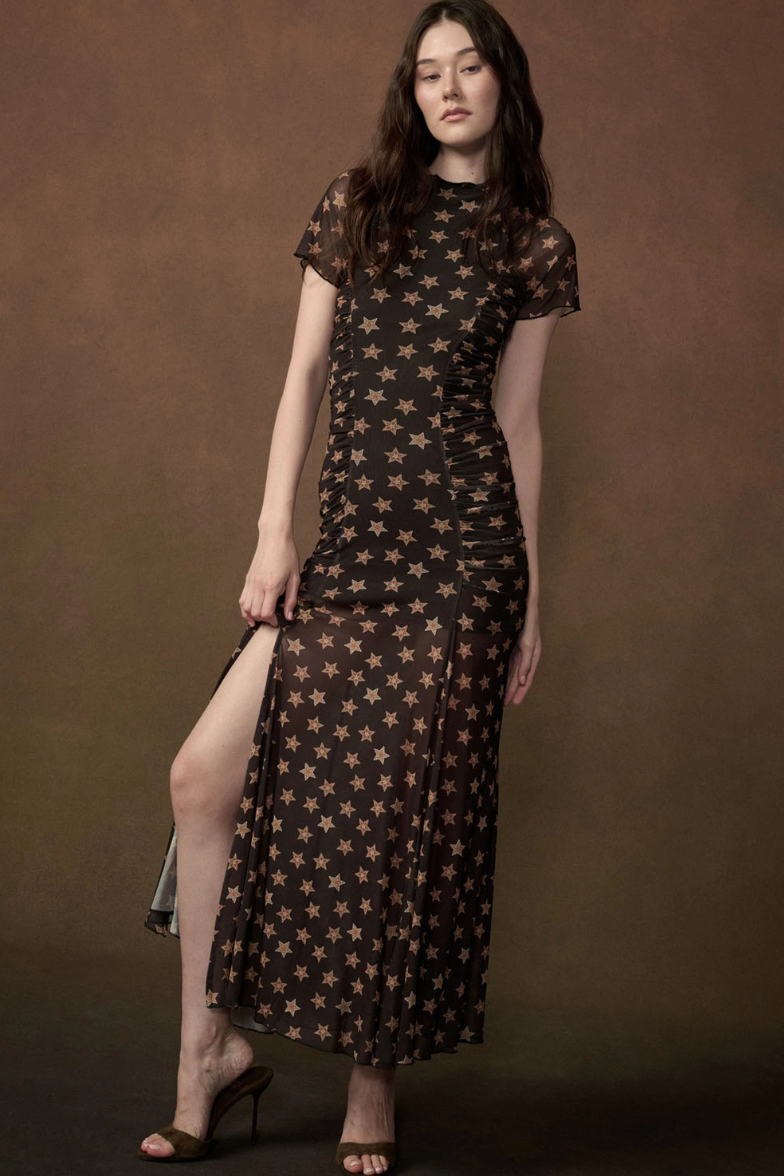 •CELESTE• mesh high neck maxi dress