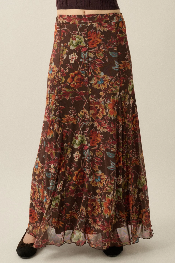 •SIENNA• floral mesh maxi skirt