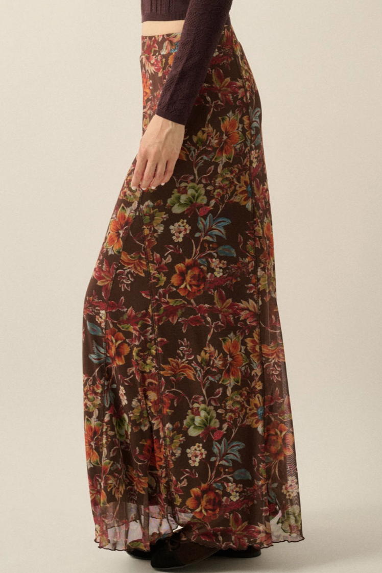 •SIENNA• floral mesh maxi skirt
