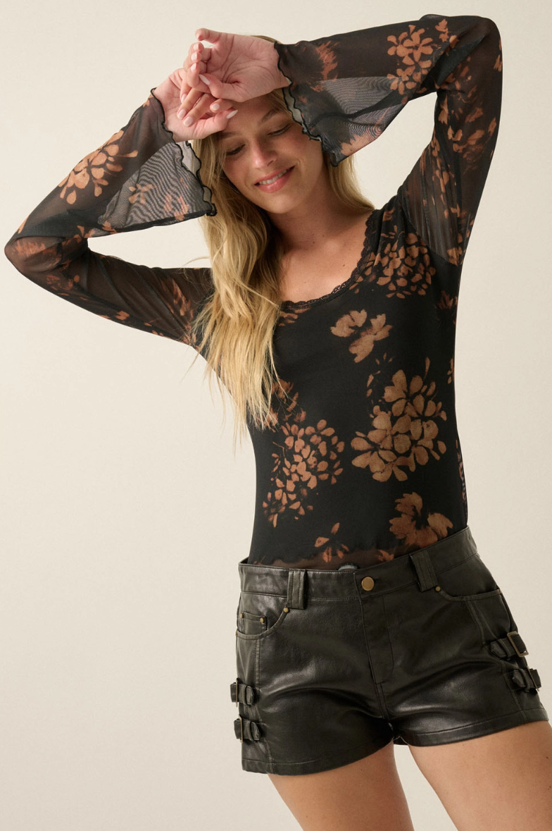 •RHIANNON• semi-sheer scoop neck bell sleeve top