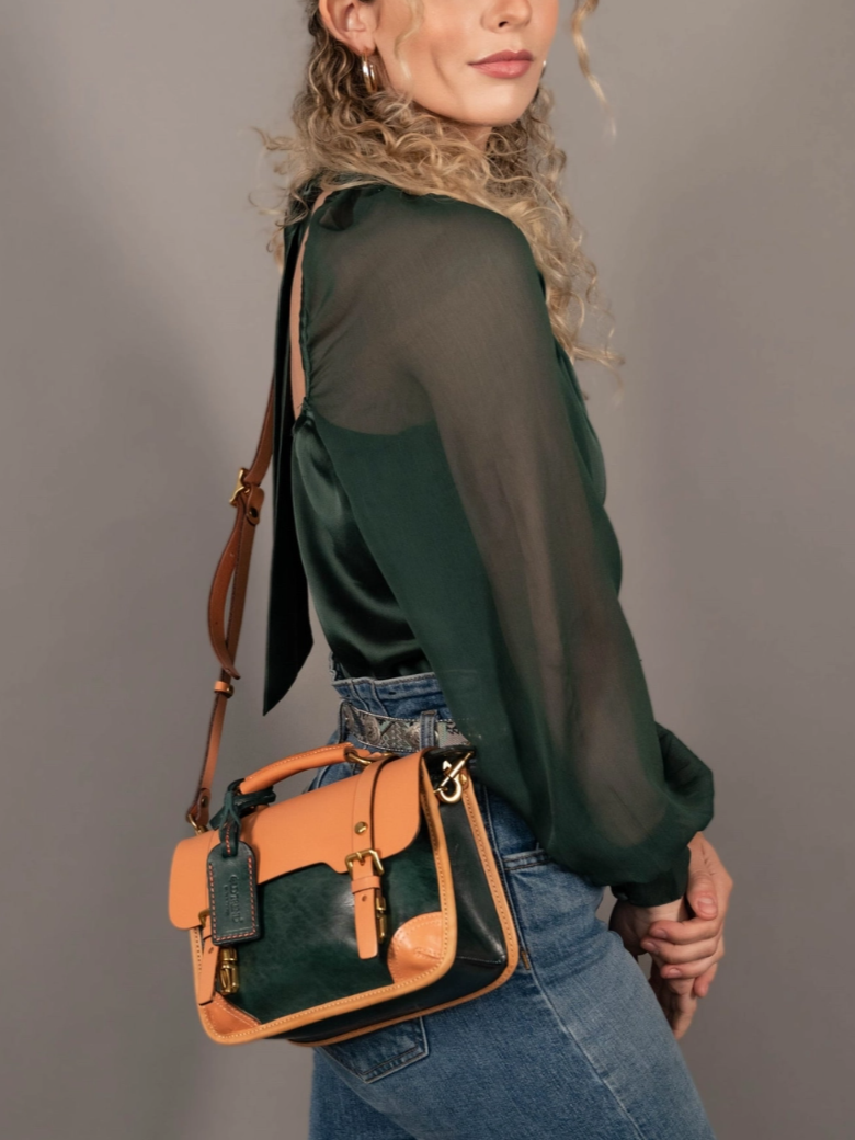 •PRINCETON• deep sea leather satchel/crossbody