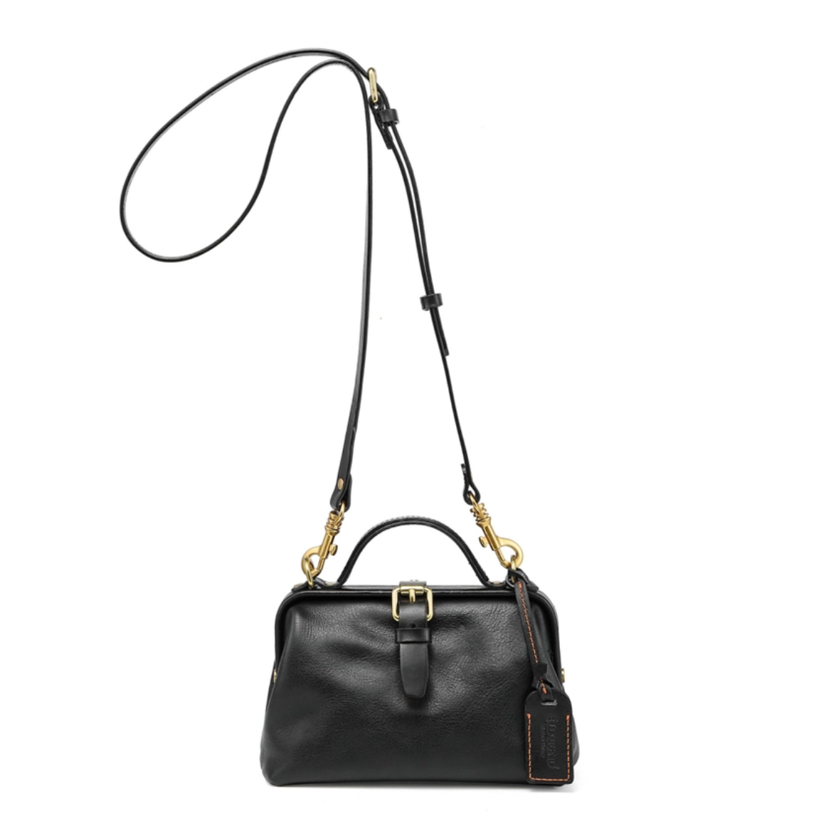 •BERKELEY• black leather mini doctor satchel/crossbody
