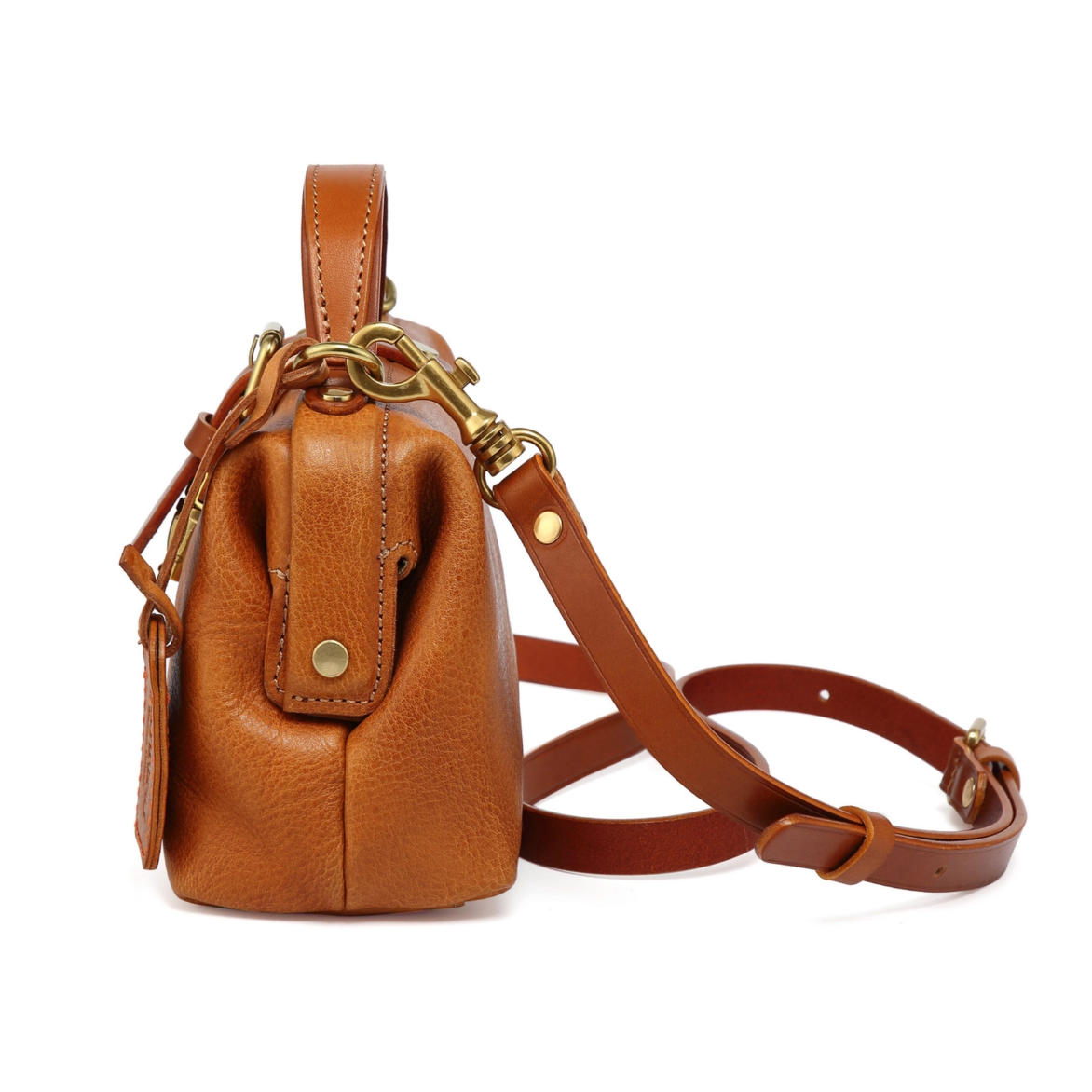 •BERKELEY• caramel leather mini doctor satchel/crossbody