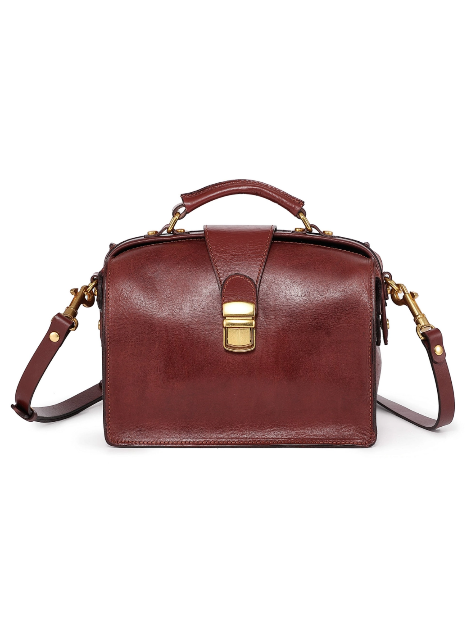 •BURLINGTON• mahogany leather doctor satchel/crossbody