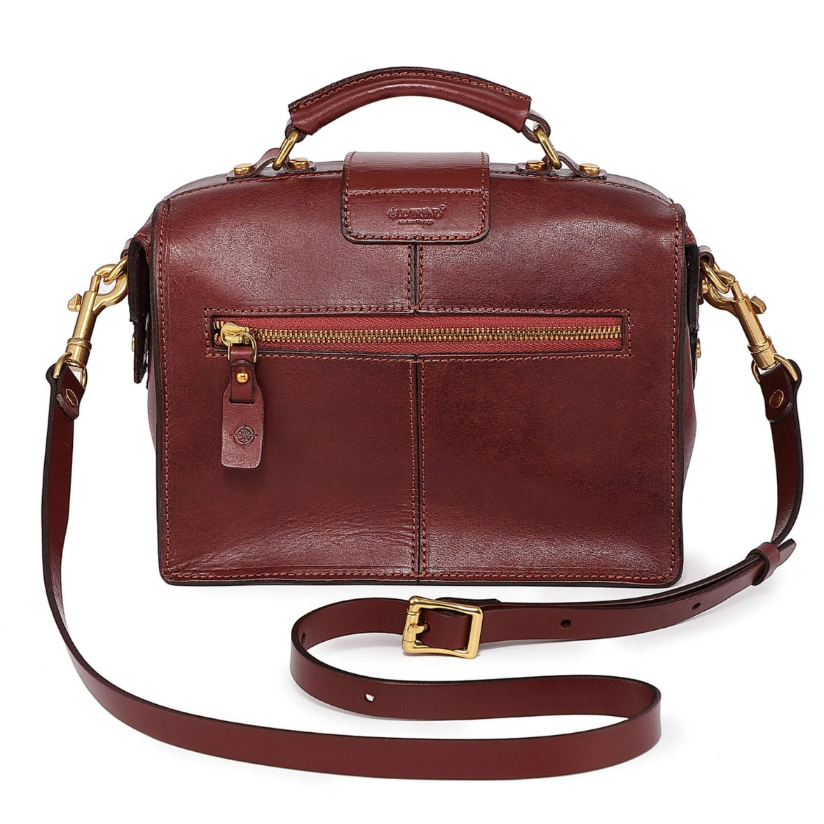 •BURLINGTON• mahogany leather doctor satchel/crossbody
