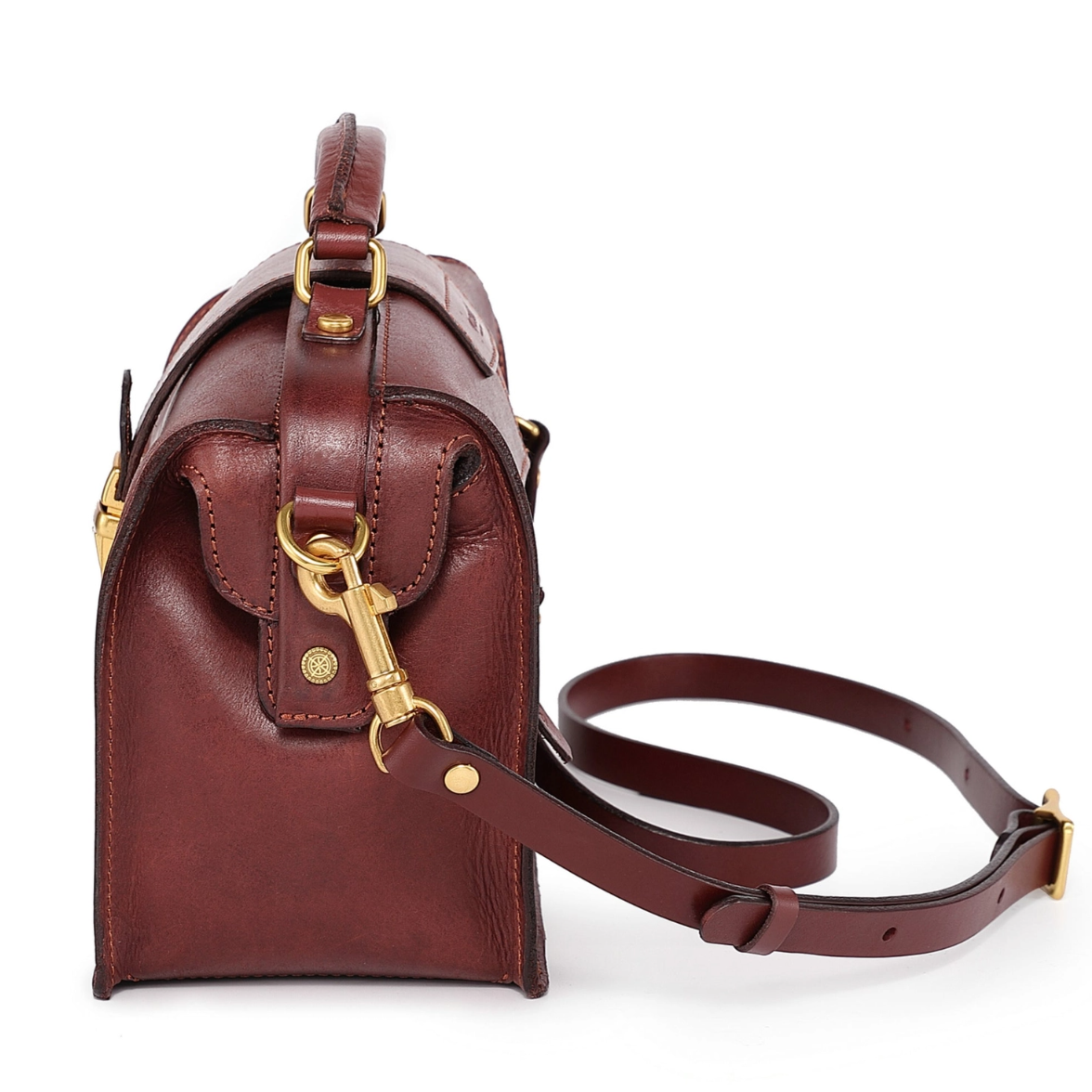 •BURLINGTON• mahogany leather doctor satchel/crossbody