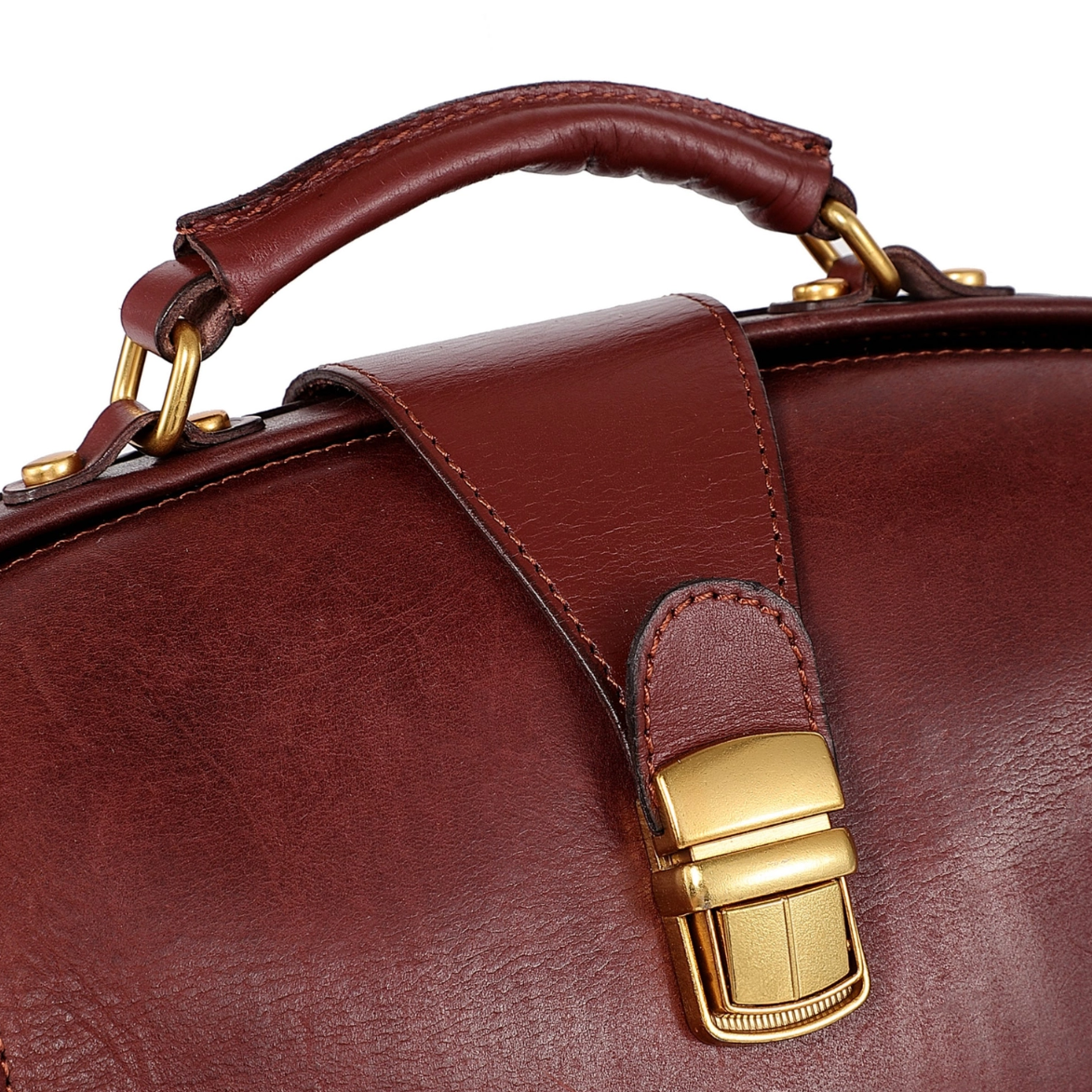 •BURLINGTON• mahogany leather doctor satchel/crossbody