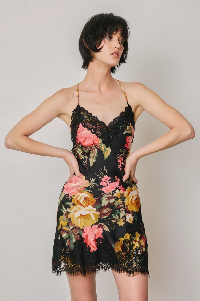 •COLLETTE• satin lace mini slip dress