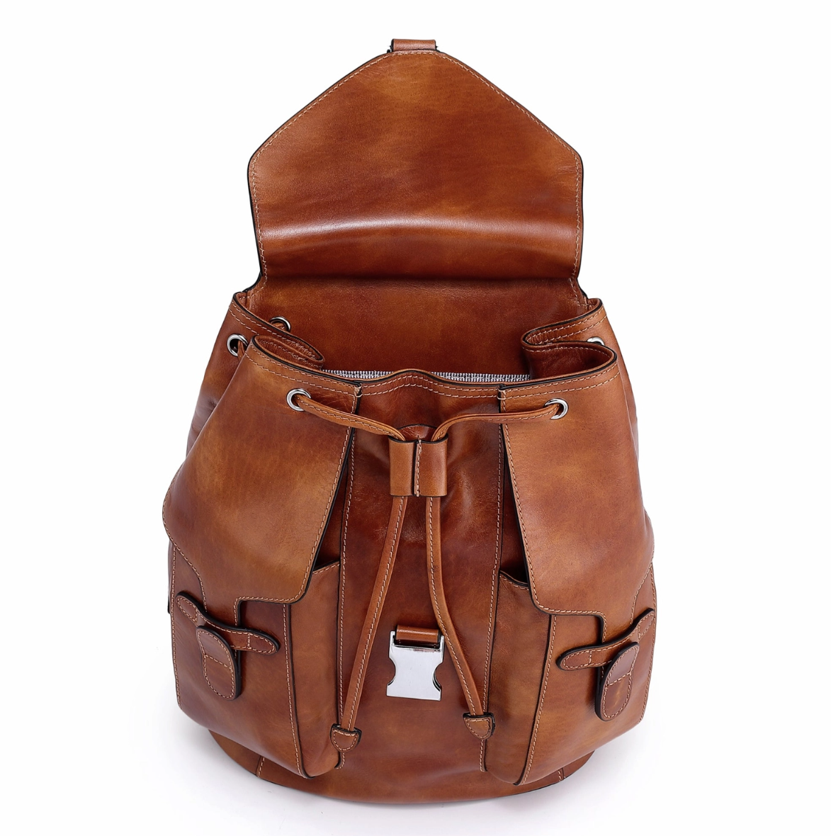 •CLEMSON• saddle brown leather backpack