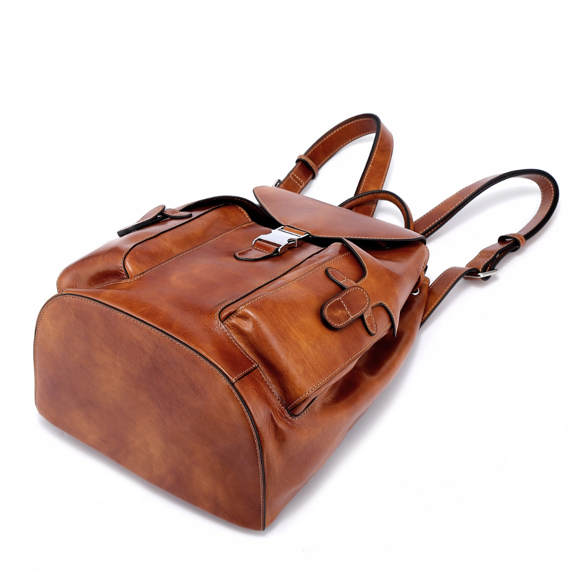 •CLEMSON• saddle brown leather backpack